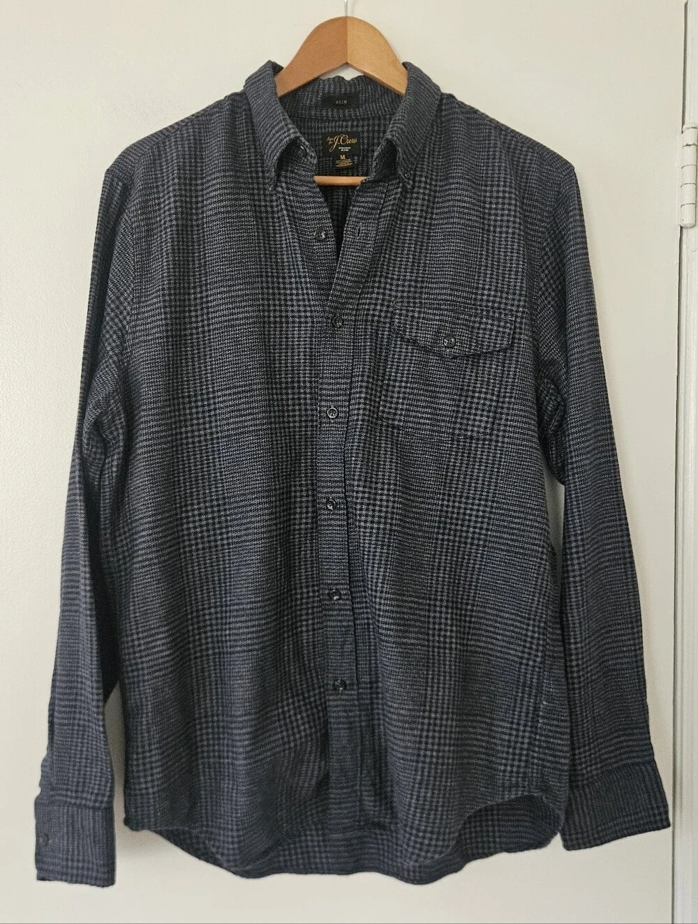 J Crew Mens Shirt M Slim Cashmere Blend Flannel Plaid BN823 Soft Preppy Office